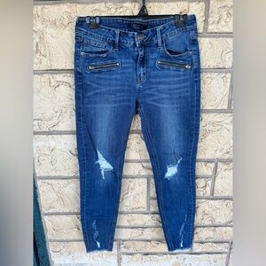 Just USA Dark Blue Distressed Ankle Jeans Size 27